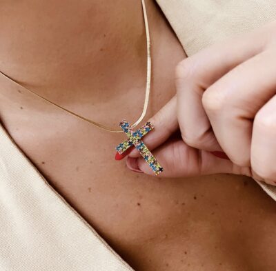 PINGENTE CRUZ DUPLA STRASS 11/22