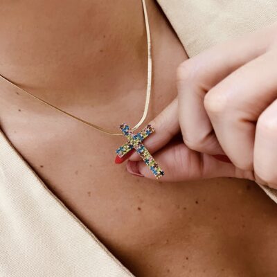 PINGENTE CRUZ DUPLA STRASS 11/22