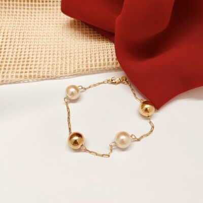 PULSEIRA CORRENTE LEVE BOLAS LISA E PEROLA 07/24