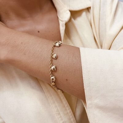 PULSEIRA ELO PORTUGUES COM CORAÇÕES LISO 10/24
