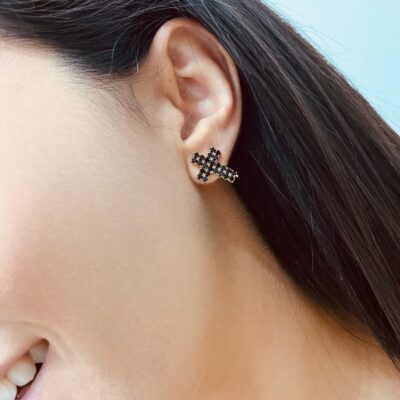 BRINCO CRUZ DUPLA STRASS MULTI COLOR 01/22